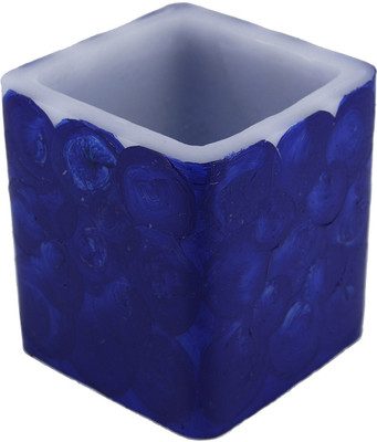 

eKolhapuri Hurricane Painted with Wooden Holder Candle(Blue, Pack of 1)