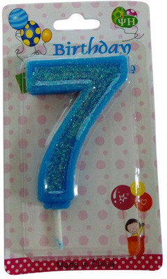 

Funcart Glitter Numerical Number Seven Shape Candle(Blue, Pack of 1)