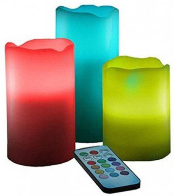 

Alfa Mart Real Wax Flameless Candle(Multicolor, Pack of 3)