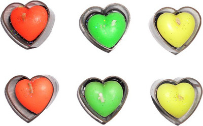

Rasmy Candles Heart Shaped T Lites 6pcs Candle(Multicolor, Pack of 6)