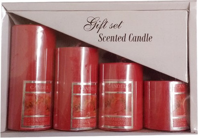 Shopjinie Scented Pillar Pack Candle(Red, Pack of 4)