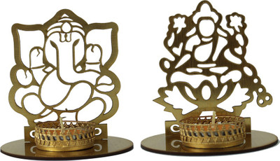 

Dream Bag Set of Laxmi & Ganesha Shadow Candle(Gold, Pack of 2)