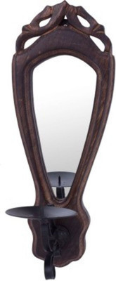 

Onlineshoppee Wall Hanging Miror Reflection Candle Holder Candle(Brown, Pack of 1)