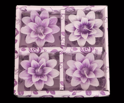38% OFF on Indigo Creatives Classy Flower Floating 4 Nos Wax Gift Set Candle Candle(Purple, Pack of 4)