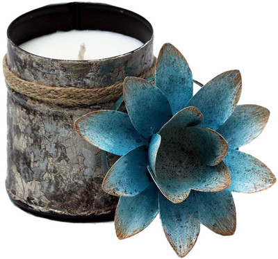 

Bali Mantra BALI MANTRA BLUE LOTUS LID (BLUE + WHITE 4" W x 5.5" H) FRAGRANCE: GINGER PATCHOULI, Candle(White, Blue, Pack of 1)