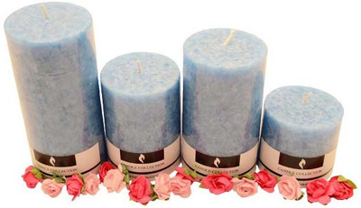 

Yes No Sea Breeze Scented Pillar Candles Set- Blue Color | Pack of 4 Different Size Candles | By YesNo.in Candle(Blue, Pack of 4)