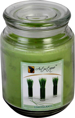 7% OFF on Artistique Lemongrass Fragrance in 20 Oz Round Glass Jar Candle(Green, Pack of 1)