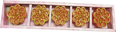 

Fuzone Red Flower Candle(Red, Gold, Pack of 5), Gold;red