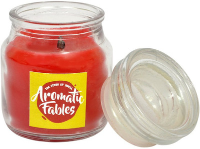 First Row Aromatic Fables 7oz Rose Fragrance Soy Wax Scented Decorative Gifting Red Color Small Jar Glass Candle Candle(Red, Pack of 1)