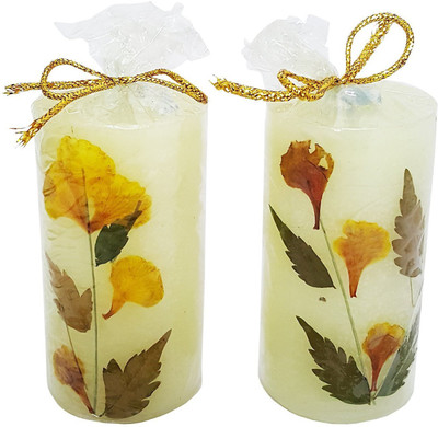 

Mehrunnisa Handmade Set of 2 Perfumed Dry Flowers Candle(White, Pack of 2)