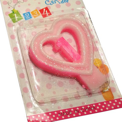 

Funcart Number 1 heart candle pink Candle(Multicolor, Pack of 1)
