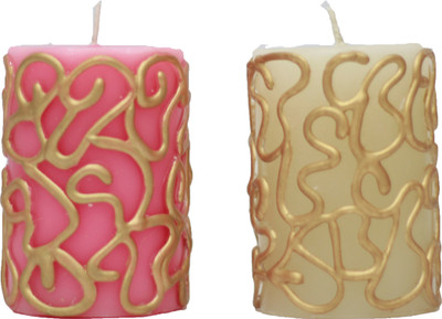 33% OFF on Tvish Candles Decrative Doodles Candle(Pink, White, Pack of 2)