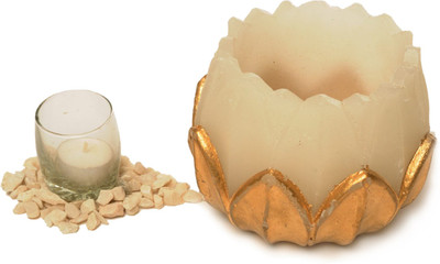 6% OFF on Artistique Modern Look Beautiful Lotus Candle(Gold, White, Pack of 1)
