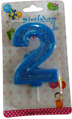

Funcart Glitter Numerical Two Shape Candle(Blue, Pack of 1)