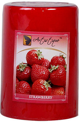 18% OFF on Artistique Strawberry Fragrance 2.8X4 Pillar Candle(Red, Pack of 1)