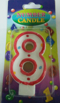 

Funcart red dotted number 8 candle Candle(Multicolor, Pack of 1)