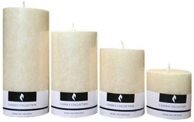 Yes No Jasmine Scented Pillar Candles Set-White Color | Pack of 4 Different Size Candles | By YesNo.in Candle(White, Pack of 4)