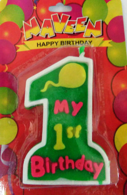 

Funcart Neon green My 1st birthday candle Candle(Multicolor, Pack of 1)