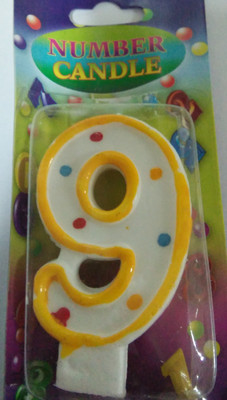 

Funcart yellow dotted number 9 candle Candle(Multicolor, Pack of 1)