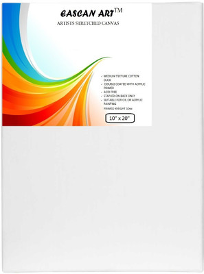 

EASCAN ART 10" x 20" Cotton Medium Grain Pre Stretched Canvas (Set of 1)(White)