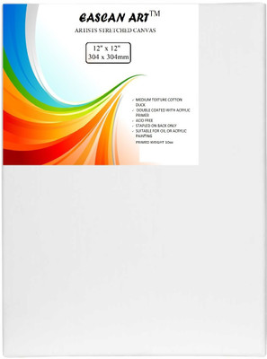 

EASCAN ART 12" X 12" Cotton Medium Grain Pre Stretched Canvas (Set of 1)(White)