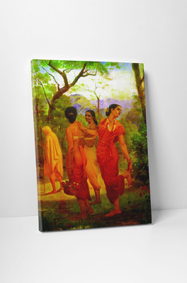 Canvas Champ Shakuntala - Looks Of Love (Gallery Wrap Canvas Prints) -Raja Ravi Varma Paintings-24 X15 Cotton Medium Grain Stretched Canvas Board (Set of 1)(Mixed) Canvas Champ Shakuntala - Looks Of Love (Gallery Wrap Canvas Prints) -Raja Ravi Varma Paintings-24 X15 Cotton Medium Grain Stretched Canvas Board (Set of 1)(Mixed)