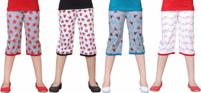 SINI MINI Capri For Girls Casual Printed Cotton Blend(Multicolor Pack of 1)