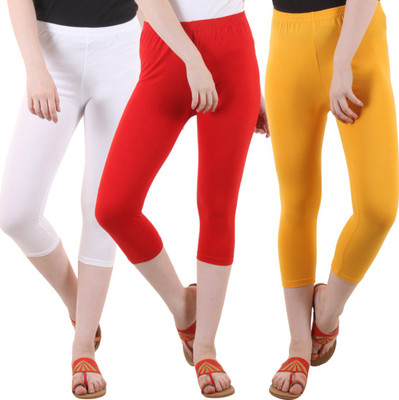 FASHA Women Red, White, Yellow Capri