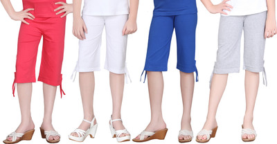 SINI MINI Capri For Girls Solid Cotton Blend(Multicolor)