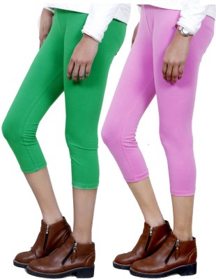 IndiWeaves Women Green, Pink Capri