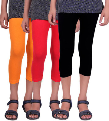 

Alisha Capri For Girls Solid(Multicolor, Black & red & orange