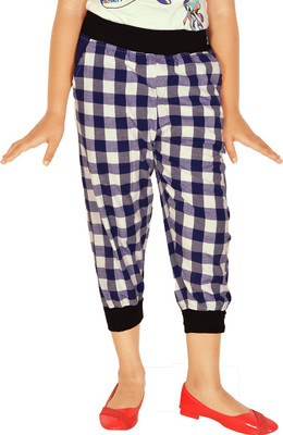 

Gkidz Capri For Girls Checkered Cotton(Dark Blue