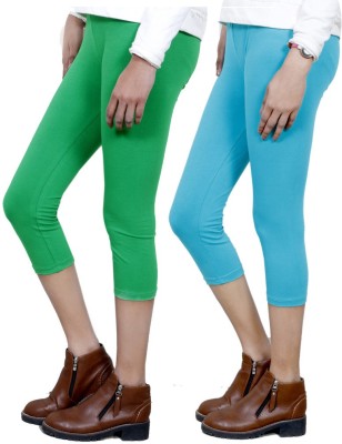 IndiWeaves Women Green, Blue Capri