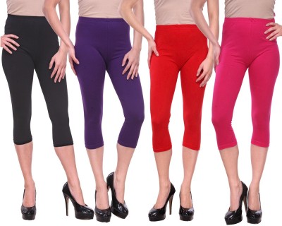 Famaya Fashion Women Purple, Red, Black, Pink Capri