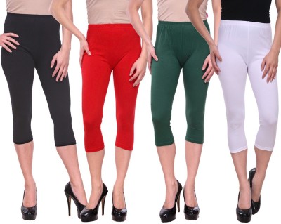 Famaya Fashion Women Red, Green, White, Black Capri