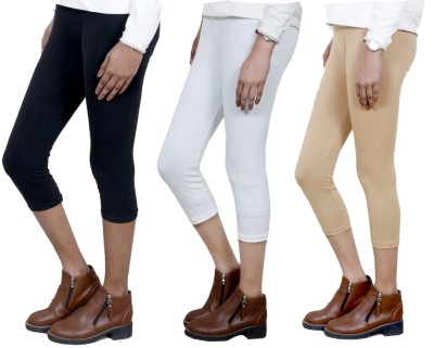 IndiWeaves Women White, Black, Beige Capri