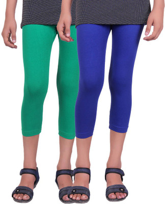 

Alisha Capri For Girls Solid(Multicolor, Green & royal blue