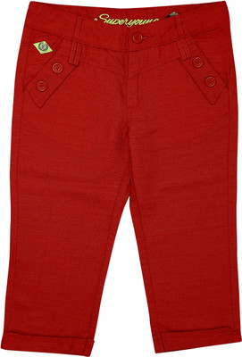

SuperYoung Capri For Girls Solid Cotton(Red