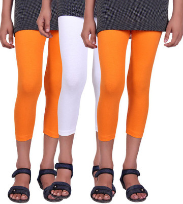 

Alisha Capri For Girls Solid(Multicolor, Orange & white & orange