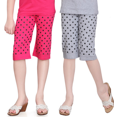 

Sini Mini Capri For Girls Polka Print Cotton(Multicolor, Sm77 rpink & wmelange