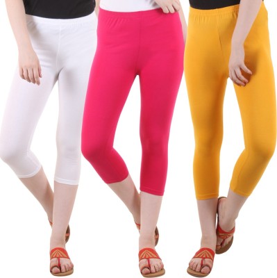 FASHA Women White, Pink, Yellow Capri