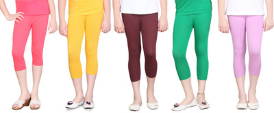 

Sini Mini Capri For Girls Solid Cotton(Multicolor, Pink & yellow & maroon & green & multicolor