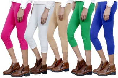 IndiWeaves Women White, Green, Blue, Pink, Beige Capri