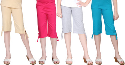 

Sini Mini Capri For Girls Solid Cotton(Multicolor, Beige & pink & grey & blue