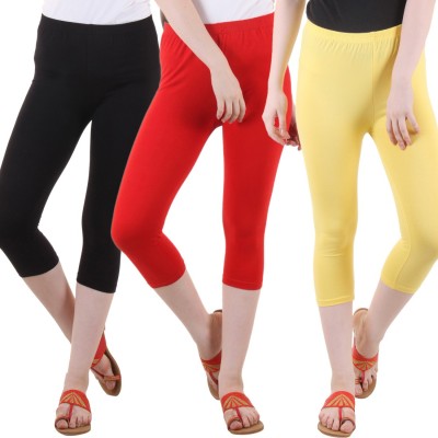 FASHA Women Red, Black, Yellow Capri