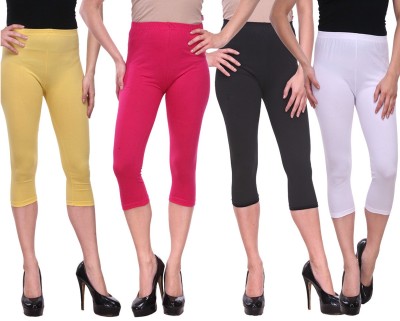 Famaya Fashion Women White, Pink, Black, Yellow Capri