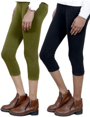 IndiWeaves Women Green, Black Capri