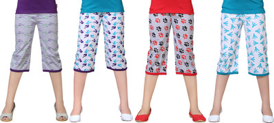 SINI MINI Capri For Girls Casual Printed Cotton Blend(Multicolor Pack of 1)