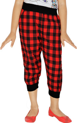 

Gkidz Capri For Girls Checkered Cotton(Red