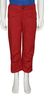 

Eves Pret A Porter Capri For Girls Casual Solid Cotton(Red Pack of 1, Hot red